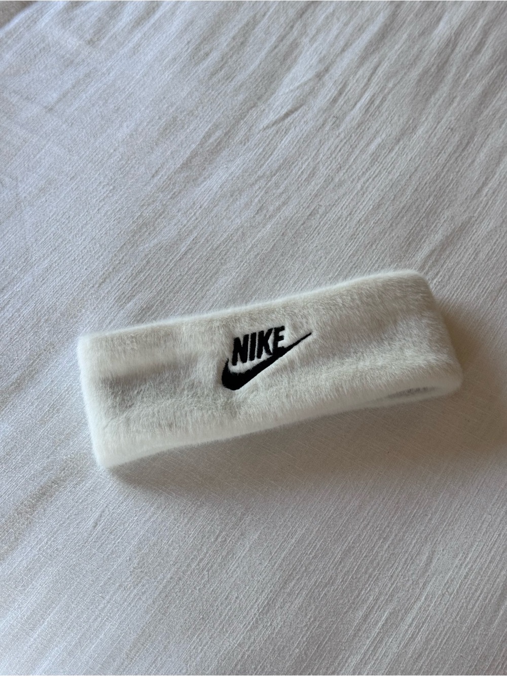 Nike Faux Fur Headband with Black Swoosh
